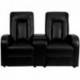 MFO Tranquil Collection 2-Seat Reclining Black Leather Theater Seating Unit with Cup Holders