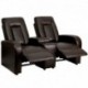 MFO Tranquil Collection 2-Seat Reclining Brown Leather Theater Seating Unit with Cup Holders