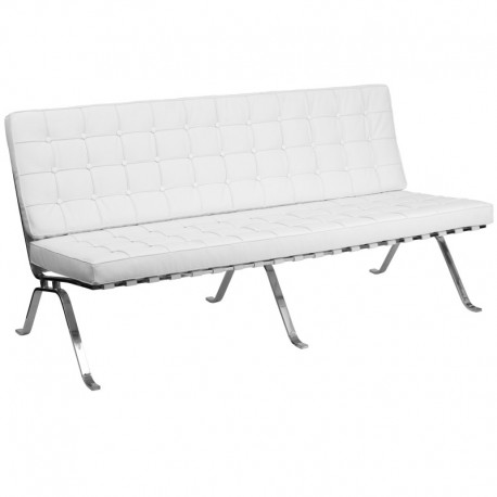 MFO Friendly Collection White Leather Sofa with Curved Legs