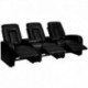 MFO Tranquil Collection 3-Seat Reclining Black Leather Theater Seating Unit with Cup Holders