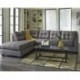 MFO Benchcraft Cozy Sectional with Left Side Facing Chaise in Charcoal Microfiber
