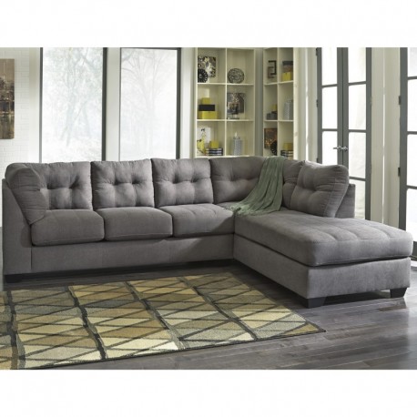 MFO Benchcraft Cozy Sectional with Right Side Facing Chaise in Charcoal Microfiber