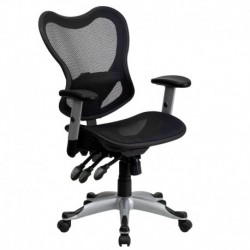 MFO Mid-Back Black Mesh Chair with Triple Paddle Control