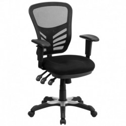 MFO Mid-Back Black Mesh Chair with Triple Paddle Control