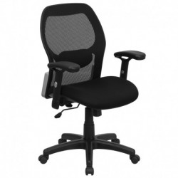 MFO Mid-Back Super Mesh Office Chair with Black Fabric Seat