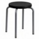 MFO Stackable Stool with Black Seat and Silver Powder Coated Frame