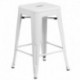 MFO 24'' Backless White Metal Counter Height Stool