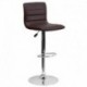 MFO Contemporary Brown Vinyl Adjustable Height Bar Stool with Chrome Base