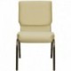 MFO 18.5''W Beige Patterned Fabric Stacking Church Chair with 4.25'' Thick Seat - Gold Vein Frame