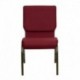 MFO 18.5''W Burgundy Fabric Stacking Church Chair with 4.25'' Thick Seat - Gold Vein Frame