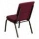 MFO 18.5''W Burgundy Patterned Fabric Stacking Church Chair with 4.25'' Thick Seat - Gold Vein Frame
