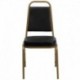 MFO Trapezoidal Back Stacking Banquet Chair with Black Vinyl and 2.5'' Thick Seat - Gold Frame