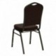 MFO Crown Back Stacking Banquet Chair with Brown Patterned Fabric and 2.5'' Thick Seat - Gold Vein Frame