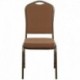 MFO Crown Back Stacking Banquet Chair with Coffee Fabric and 2.5'' Thick Seat - Gold Vein Frame