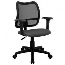 MFO Mid-Back Mesh Task Chair with Gray Fabric Seat and Arms