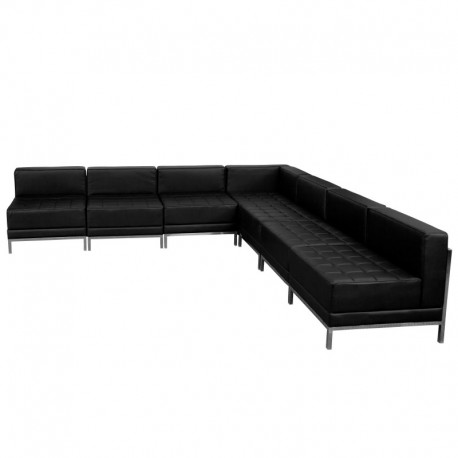 MFO Immaculate Collection Black Leather Sectional Configuration, 7 Pieces