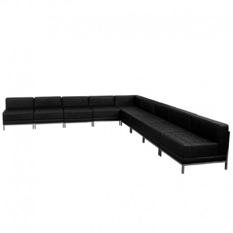 MFO Immaculate Collection Black Leather Sectional Configuration, 9 Pieces