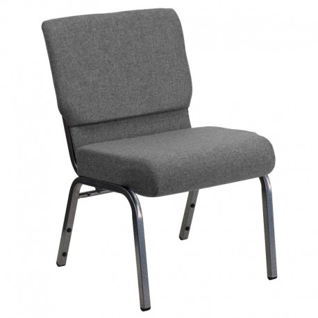 MFO 21'' Extra Wide Gray Stacking Church Chair with 3.75'' Thick Seat - Silver Vein Frame