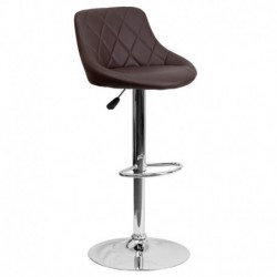 MFO Contemporary Brown Vinyl Bucket Seat Adjustable Height Bar Stool with Chrome Base