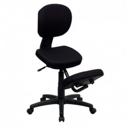 MFO Mobile Ergonomic Kneeling Posture Task Chair in Black Fabric with Back