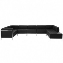 MFO Immaculate Collection Black Leather U-Shape Sectional Configuration, 7 Pieces