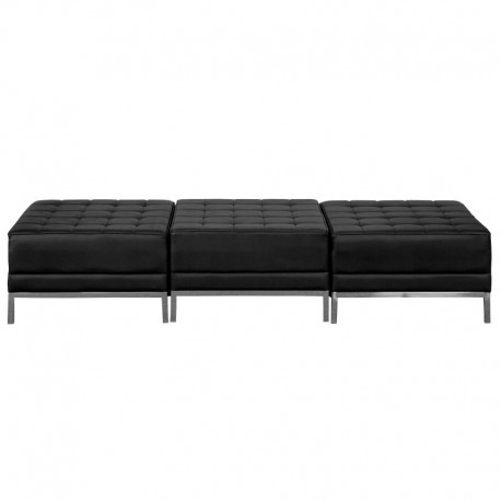MFO Immaculate Collection Black Leather Three Seat Bench