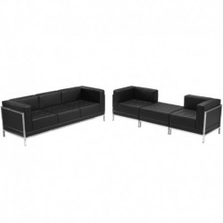 MFO Immaculate Collection Black Leather Sofa & Lounge Chair Set, 4 Pieces