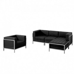 MFO Immaculate Collection Black Leather Sectional & Chair, 5 Pieces