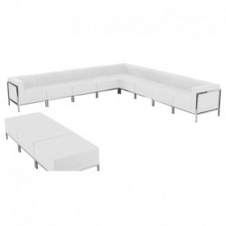 MFO Immaculate Collection White Leather Sectional & Ottoman Set, 12 Pieces
