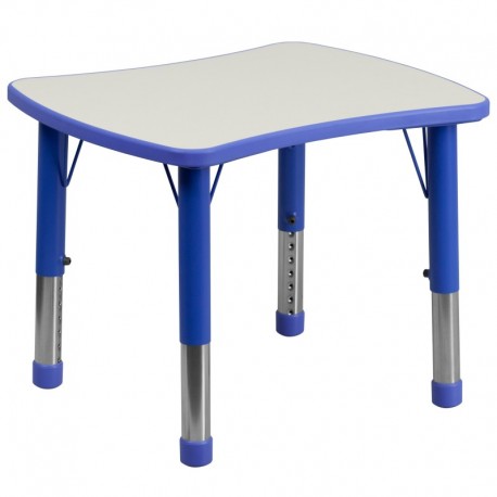MFO 21.875''W x 26.625''L Height Adjustable Rectangular Blue Plastic Activity Table with Grey Top