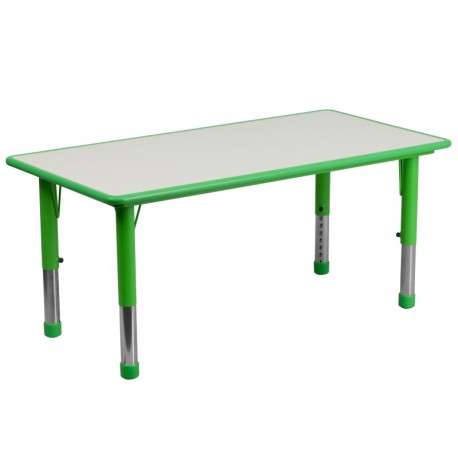 MFO 23.625''W x 47.25''L Height Adjustable Rectangular Green Plastic Activity Table with Grey Top