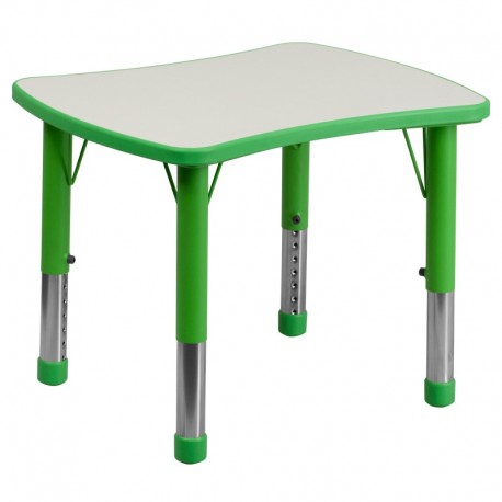 MFO 21.875''W x 26.625''L Height Adjustable Rectangular Green Plastic Activity Table with Grey Top
