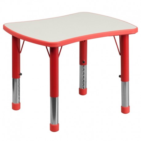 MFO 21.875''W x 26.625''L Height Adjustable Rectangular Red Plastic Activity Table with Grey Top