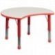 MFO 25.125''W x 35.5''L Height Adjustable Cutout Circle Red Plastic Activity Table with Grey Top
