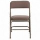 MFO Curved Triple Braced & Quad Hinged Beige Fabric Upholstered Metal Folding Chair
