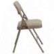 MFO Curved Triple Braced & Quad Hinged Beige Vinyl Upholstered Metal Folding Chair