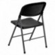 MFO 330 lb. Capacity Black Plastic Folding Chair with Charcoal Frame