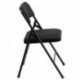MFO Curved Triple Braced & Quad Hinged Black Patterned Fabric Upholstered Metal Folding Chair