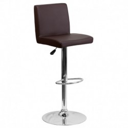 MFO Contemporary Brown Vinyl Adjustable Height Bar Stool with Chrome Base