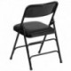 MFO Curved Triple Braced & Quad Hinged Black Vinyl Upholstered Metal Folding Chair