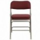 MFO Premium Curved Triple Braced & Quad Hinged Burgundy Fabric Upholstered Metal Folding Chair