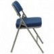 MFO Premium Curved Triple Braced & Quad Hinged Navy Fabric Upholstered Metal Folding Chair