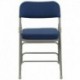 MFO Premium Curved Triple Braced & Quad Hinged Navy Fabric Upholstered Metal Folding Chair