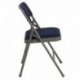 MFO Curved Triple Braced & Quad Hinged Navy Fabric Upholstered Metal Folding Chair