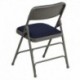 MFO Curved Triple Braced & Quad Hinged Navy Fabric Upholstered Metal Folding Chair