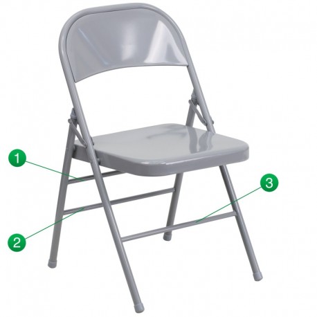 MFO Triple Braced & Double Hinged Gray Metal Folding Chair