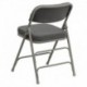 MFO Premium Curved Triple Braced & Quad Hinged Gray Fabric Upholstered Metal Folding Chair