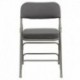 MFO Premium Curved Triple Braced & Quad Hinged Gray Fabric Upholstered Metal Folding Chair