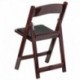 MFO 1000 lb. Capacity Red Mahogany Resin Folding Chair with Black Vinyl Padded Seat