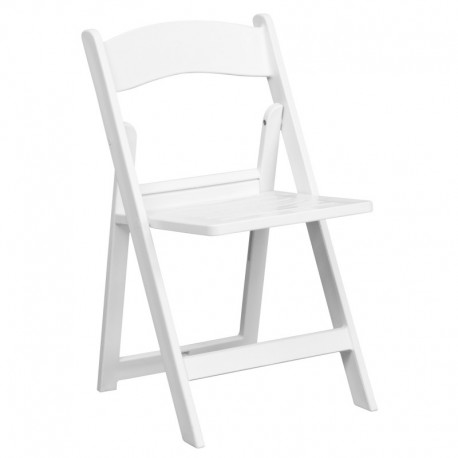 MFO 1000 lb. Capacity White Resin Folding Chair with Slatted Seat